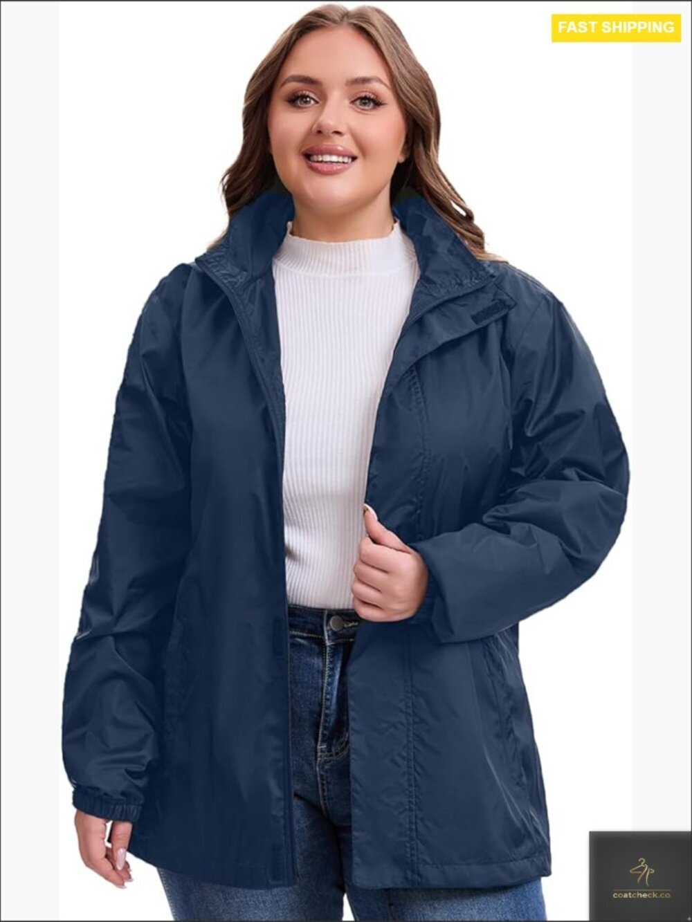 Plus Size Rain Jacket Waterproof Windbreaker Hooded Lightweight Outdoor Jacket